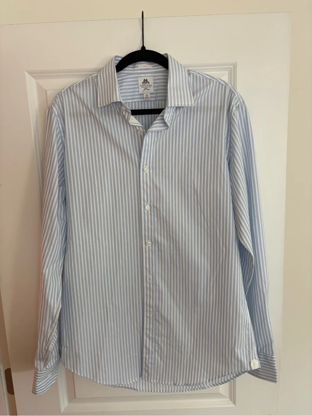 Men’s J. Crew Thomas Mason Blue and White Striped Slim Fit Dress/Casual Shirt